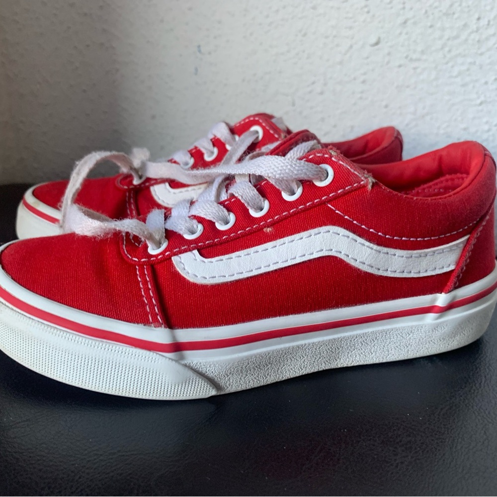Vans Kids Red and White Sneakers